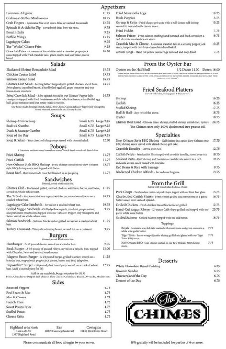 Chimes Baton Rouge Menu: A Comprehensive Guide to Your Culinary Adventure